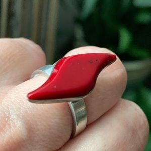 Vintage Red Onyx SS Ring